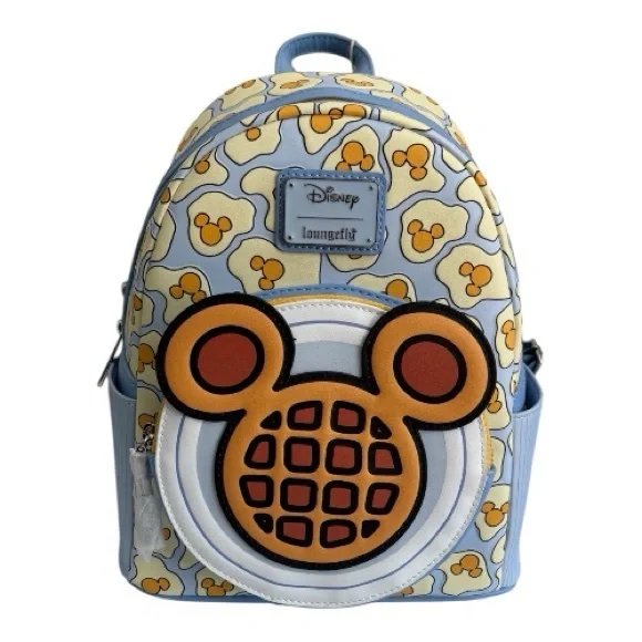 Loungefly Disney Breakfast Waffle Mickey scented blue mini backpack bag purse - Picture 1 of 9